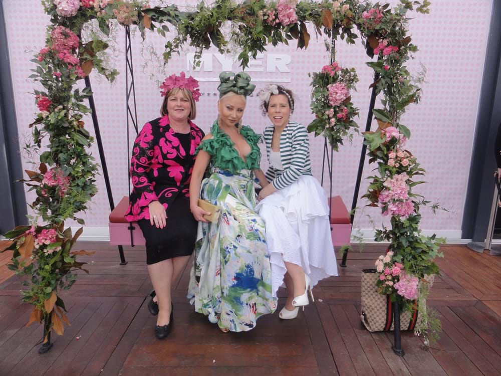 Time to sit down – designing and modelling for the Myer Fashions on the Field can be exhausting!